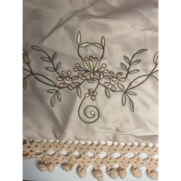 Curtains Blush Pink Embroidered Floral Swags Cottagecore Farmhouse Midcentury - Picture 6 of 12